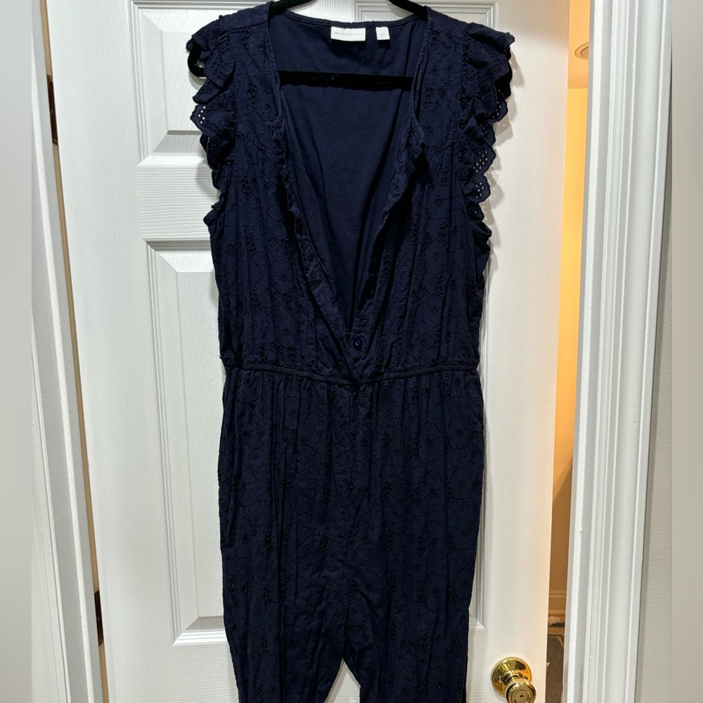 Navy Eyelet Jumpsuit